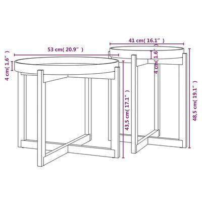 vidaXL Tables basses 2 pcs Gris Bois d'ingénierie et pin massif