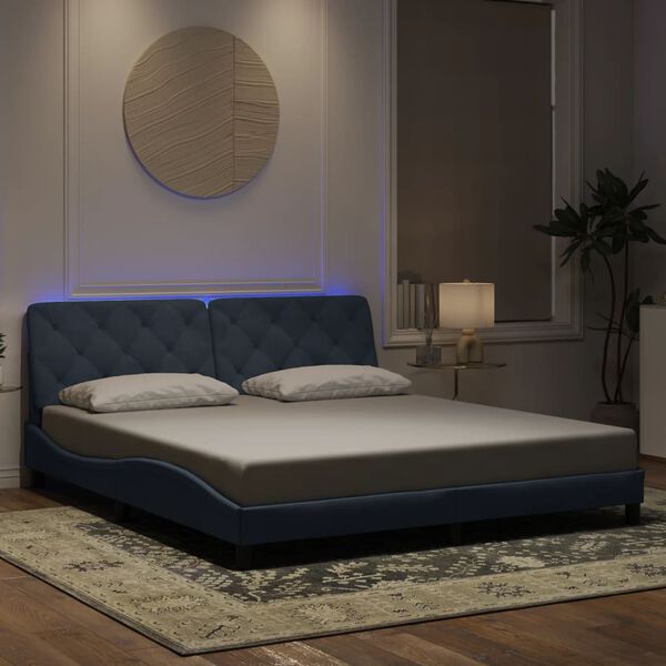 vidaXL Cadre de lit avec LED sans matelas gris fonc&eacute; 183x213 cm velours