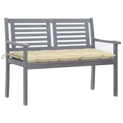 vidaXL Banc de jardin 2 places avec coussin 120 cm Gris Eucalyptus