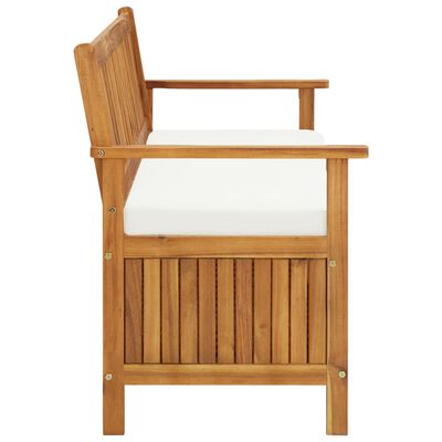 vidaXL Banc de rangement avec coussin 148 cm Bois d'acacia solide