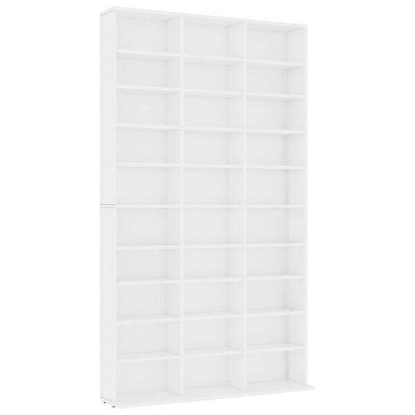 vidaXL Armoire &agrave; CD Blanc 102x16x177,5 cm Bois d'ing&eacute;nierie