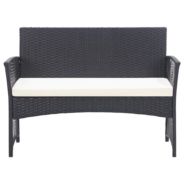 vidaXL Salon de jardin 4 pcs avec coussin R&eacute;sine tress&eacute;e Noir