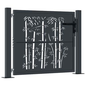 vidaXL Portail de jardin Anthracite 100x75 cm Acier Design Bambou