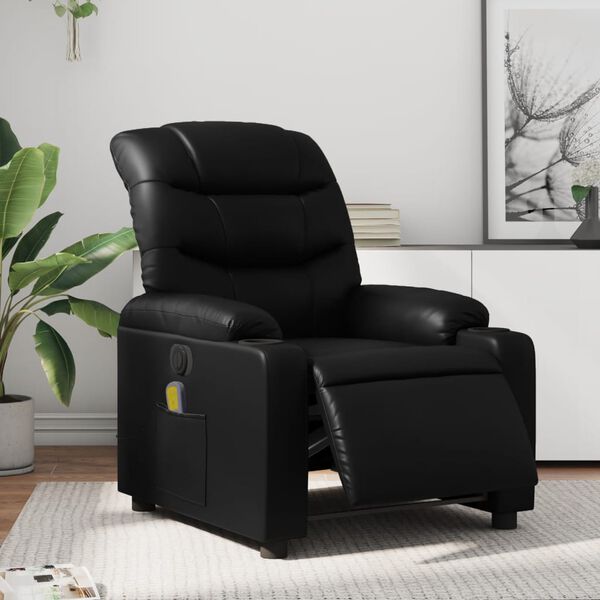 vidaXL Fauteuil inclinable de massage électrique noir similicuir