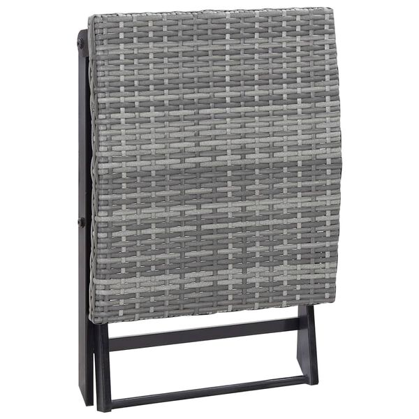vidaXL Tabouret pliable r&eacute;sine tress&eacute;e gris