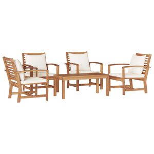 vidaXL Ensemble de canap&eacute; de jardin 5 pcs Naturel Bois de teck massif