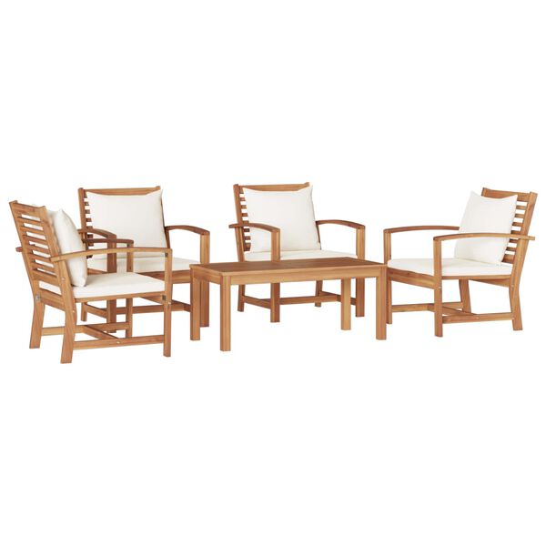 vidaXL Ensemble de canap&eacute; de jardin 5 pcs Naturel Bois de teck massif