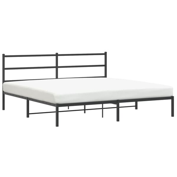 vidaXL Cadre de lit m&eacute;tal sans matelas avec t&ecirc;te de lit noir 193x203cm