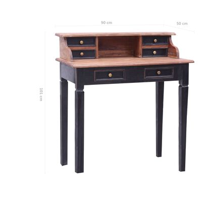 vidaXL Bureau avec tiroirs 90x50x101 cm bois de récupération solide