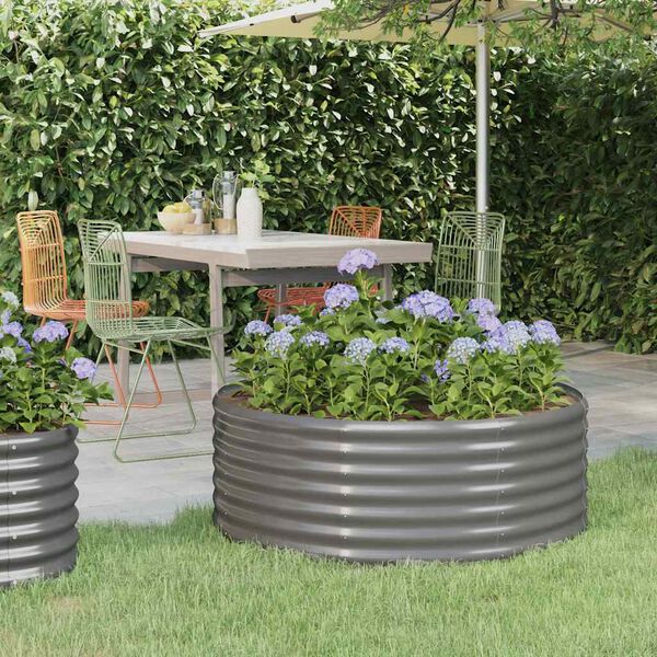 vidaXL Lit surélevé de jardin Acier galvanisé 100x100x36cm gris