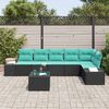 vidaXL Ensemble de canap&eacute; de jardin avec coussin 7 pcs Noir polyrotin