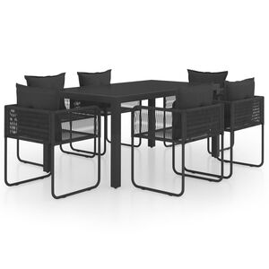 vidaXL Ensemble à manger de jardin 7 pcs PVC résine tressée noir
