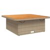vidaXL Table de jardin beige 110x110x71 cm résine tressée bois acacia