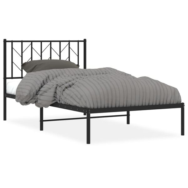 vidaXL Cadre de lit métal sans matelas avec tête de lit noir 100x200cm