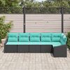 vidaXL Ensemble de canap&eacute; de jardin 6 pcs Noir et turquoise polyrotin