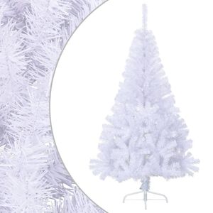 vidaXL Sapin de No&euml;l artificiel moiti&eacute; avec support blanc 150 cm PVC