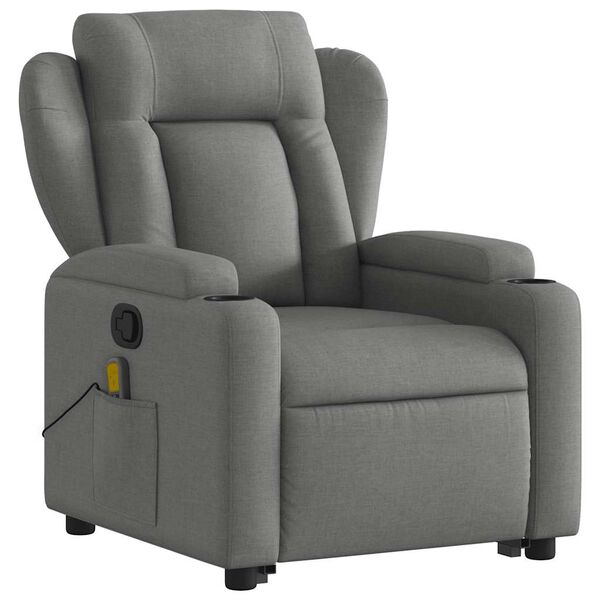vidaXL Fauteuil inclinable de massage gris fonc&eacute; tissu