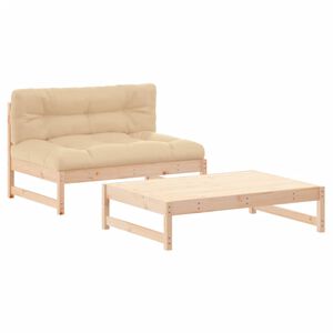 vidaXL Salon de jardin 2 pcs avec coussins bois massif