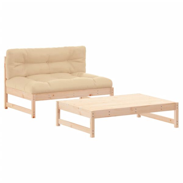 vidaXL Salon de jardin 2 pcs avec coussins bois massif