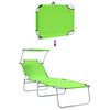 vidaXL Chaise longue pliable avec auvent acier vert pomme