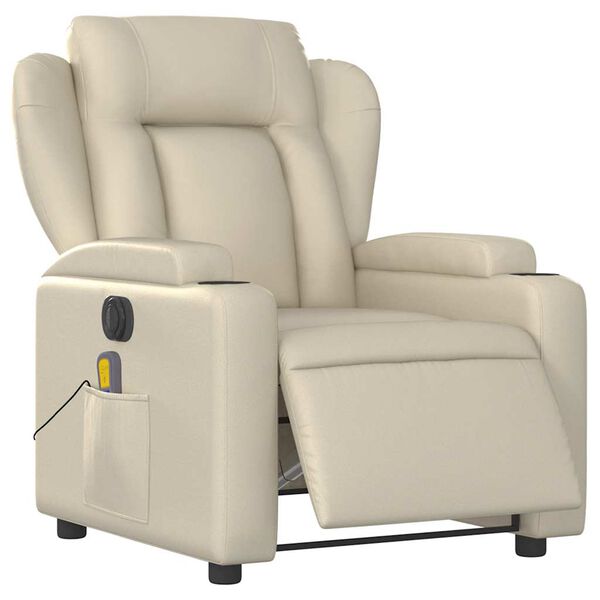 vidaXL Fauteuil inclinable de massage &eacute;lectrique cr&egrave;me similicuir