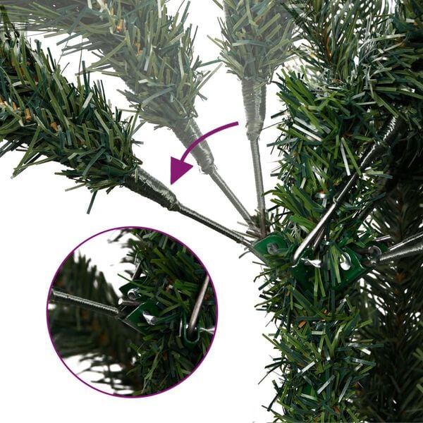vidaXL Sapin de Noël artificiel à charnières avec support vert 180 cm