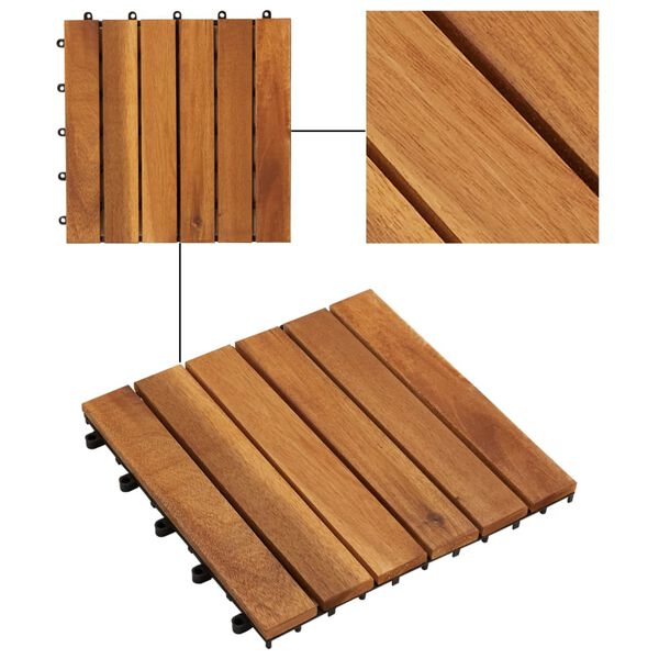 vidaXL Tuiles de terrasse mod&egrave;le vertical 30 x 30 cm acacia 20 pcs