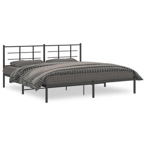 vidaXL Cadre de lit m&eacute;tal sans matelas avec t&ecirc;te de lit noir 193x203cm