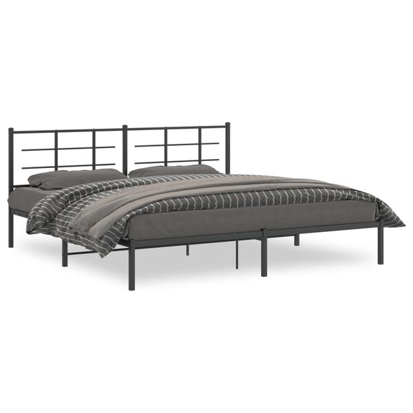 vidaXL Cadre de lit m&eacute;tal sans matelas avec t&ecirc;te de lit noir 193x203cm