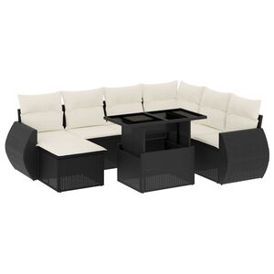 vidaXL Salon de jardin 8 pcs avec coussins noir r&eacute;sine tress&eacute;e