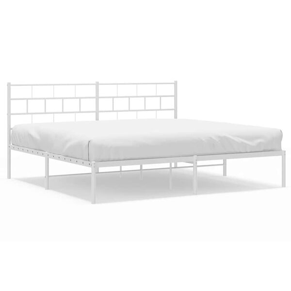 vidaXL Cadre de lit m&eacute;tal sans matelas et t&ecirc;te de lit blanc 193x203 cm