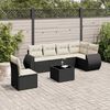 vidaXL Salon de jardin 7 pcs avec coussins noir r&eacute;sine tress&eacute;e