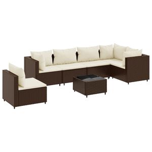 vidaXL Salon de jardin avec coussins 7 pcs marron r&eacute;sine tress&eacute;e