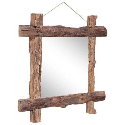 vidaXL Miroir à bûches Naturel 70x70 cm Bois de récupération massif