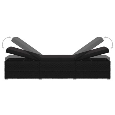 vidaXL Chaise longue avec coussin Résine tressée Noir