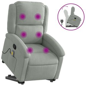 vidaXL Fauteuil inclinable de massage gris clair velours