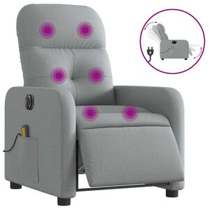 vidaXL Fauteuil inclinable de massage &eacute;lectrique gris clair tissu