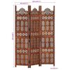 vidaXL Cloison de s&eacute;paration 3 panneaux Marron 120x165cm Bois manguier