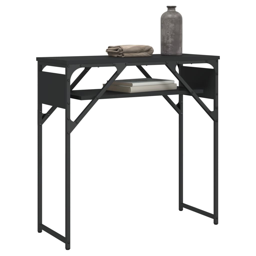 vidaXL Table console avec étagère noir 75x30x75 cm bois d'ingénierie