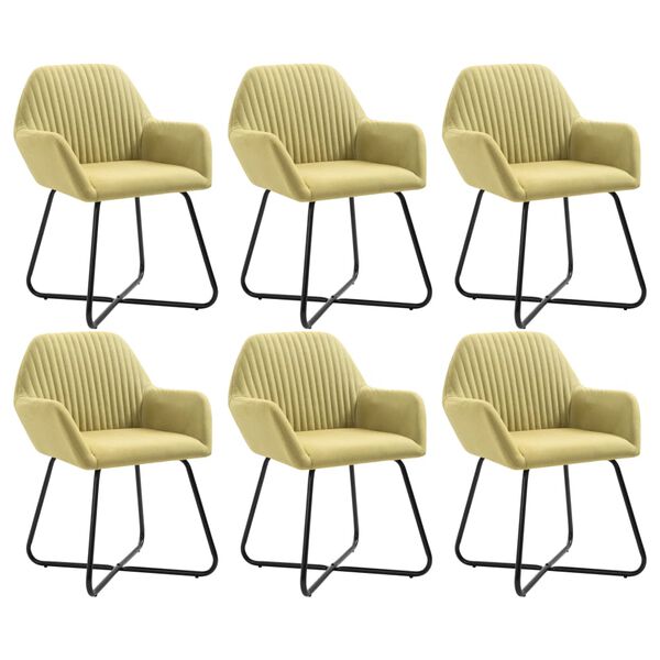 vidaXL Chaises &agrave; manger lot de 6 vert tissu