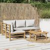 vidaXL Salon de jardin 5 pcs avec coussins gris clair bambou