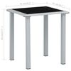 vidaXL Table de jardin Noir et argenté 41x41x45 cm Acier et verre