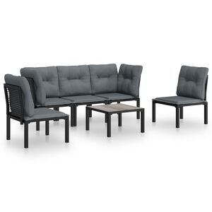 vidaXL Salon de jardin 6 pcs noir et gris résine tressée