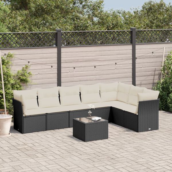 vidaXL Salon de jardin 8 pcs avec coussins noir r&eacute;sine tress&eacute;e