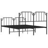 vidaXL Cadre de lit m&eacute;tal sans matelas avec pied de lit noir 135x190cm