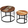 vidaXL Table basse 2 pcs Bois récupéré massif Rond 40 cm / 50 cm