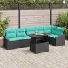 vidaXL Ensemble de canap&eacute; de jardin R&eacute;glable 7 pcs Noir et turquoise