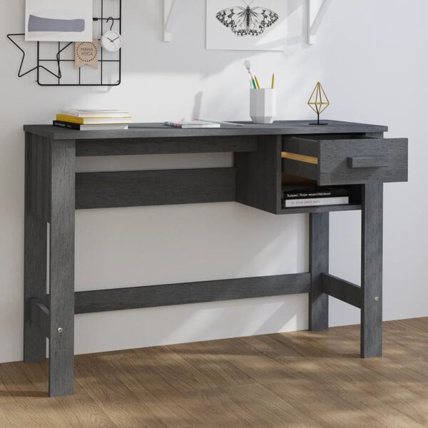 vidaXL Bureau HAMAR Gris fonc&eacute; 110x40x75 cm Bois massif de pin