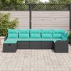vidaXL Ensemble de Canap&eacute;s avec coussin Noir et turquoise polyrotin