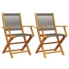 vidaXL Chaises de jardin lot de 2 gris bois d'acacia et polypropyl&egrave;ne